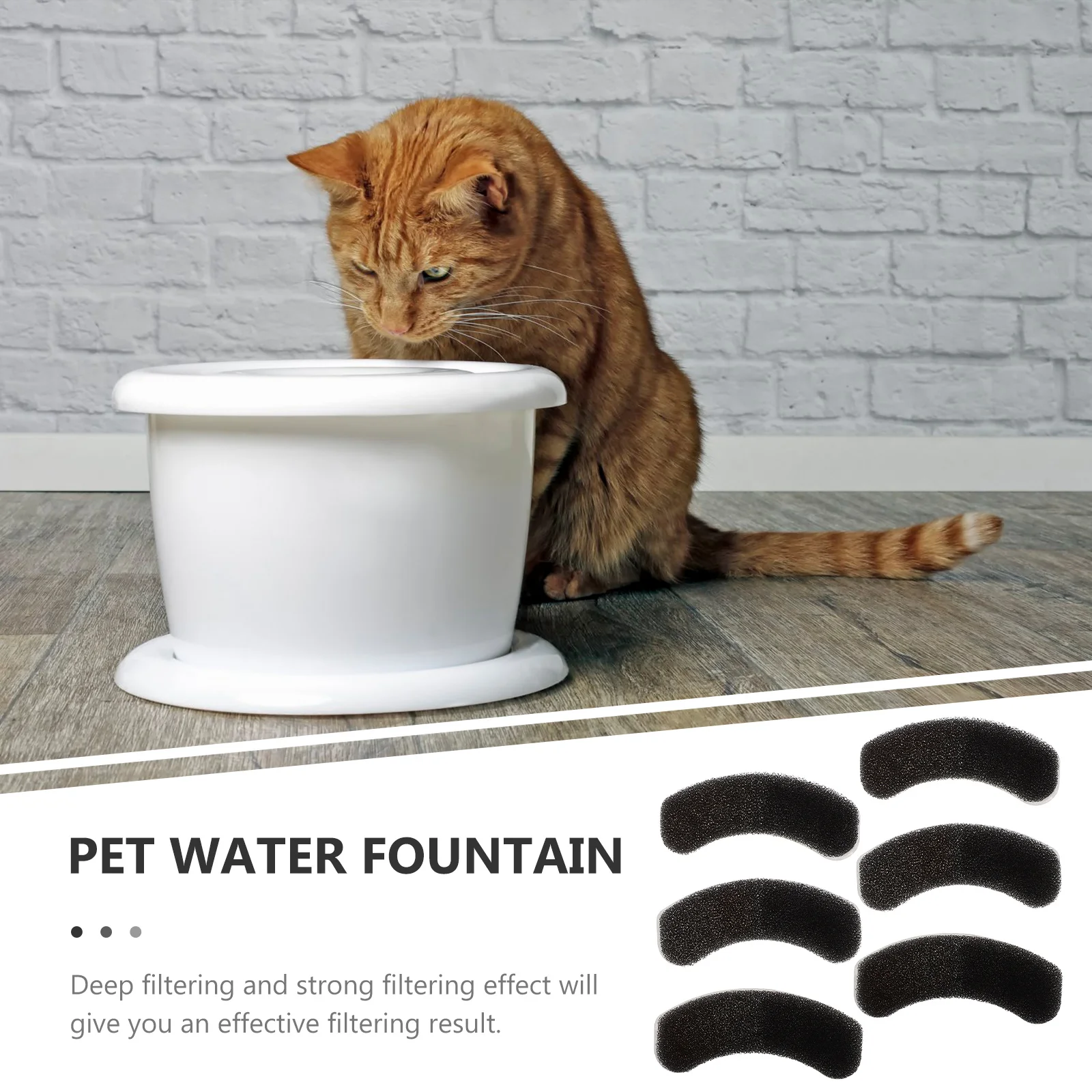 

6Pcs Pet Water Dispenser Filters High-Grade Cotton Replacement for Cat Dog Water Fountain Deep Filtering Supplies for Healthy