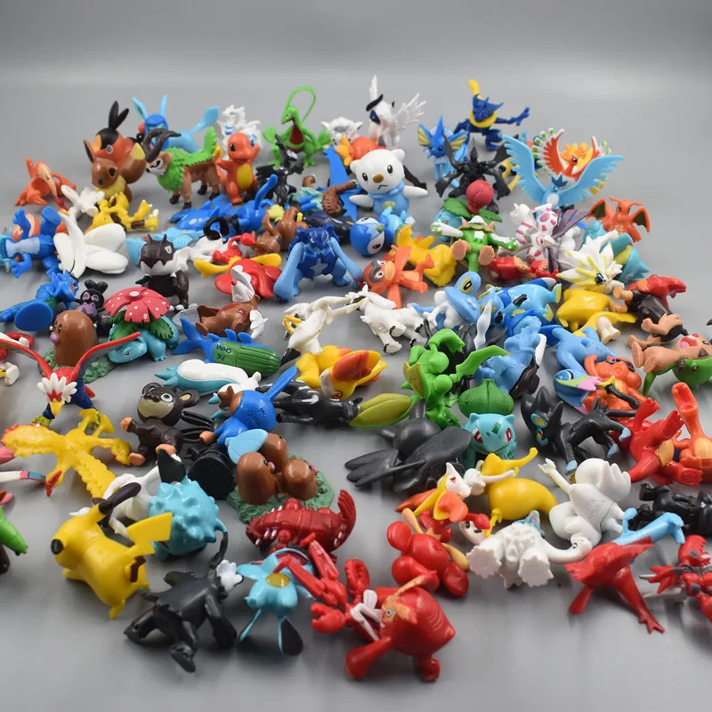 Wholesale 100Pcs/Set New Pokemon Not Repeating 2-4CM Anime Figure Pikachu Charizard Lovely Doll Model Kids Toys Birthday Gift