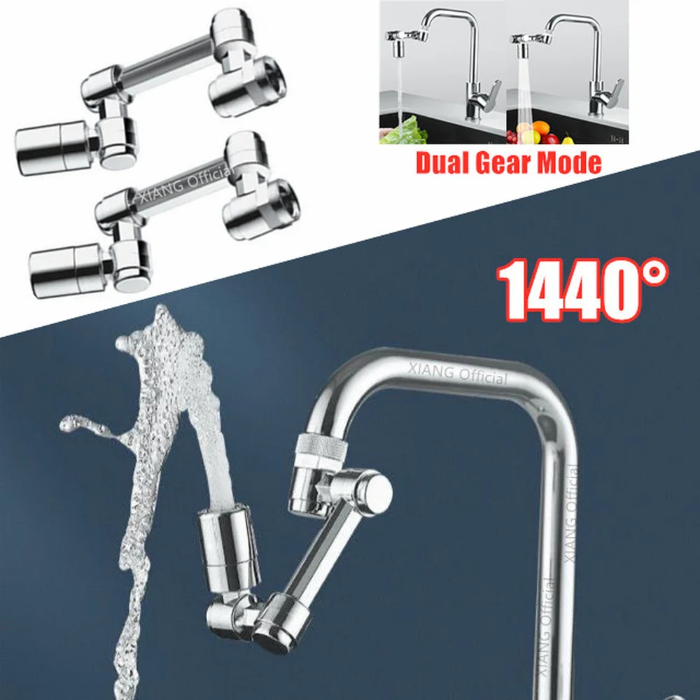 1440° Kitchen Faucet Aerator Extender Spray Head Anti Splash Filter ABS Tap Faucets Water Saving Nozzle Sprayer Bathroom