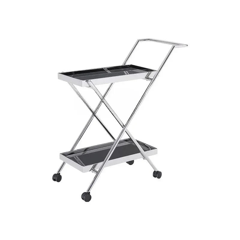 Hotel restaurant beverage service cart, hotel beauty club trolley, stainless steel double-deck dining cart
