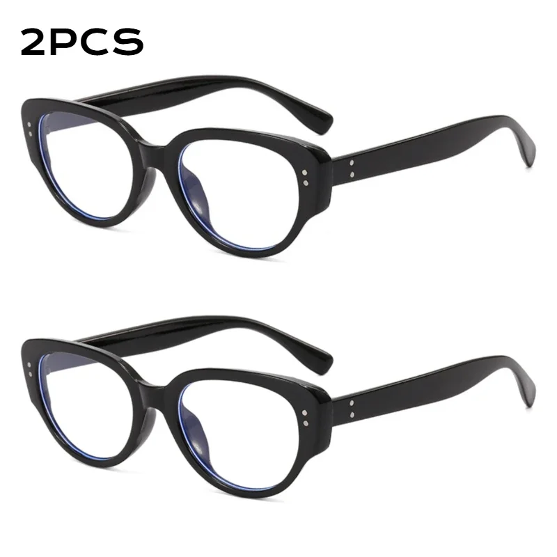 1/2 PCS Vintage Black-framed Unique Plain Face-shaped Sunglasses with Cat-eye Round Lenses, Slimming Effect for Oval Face Women