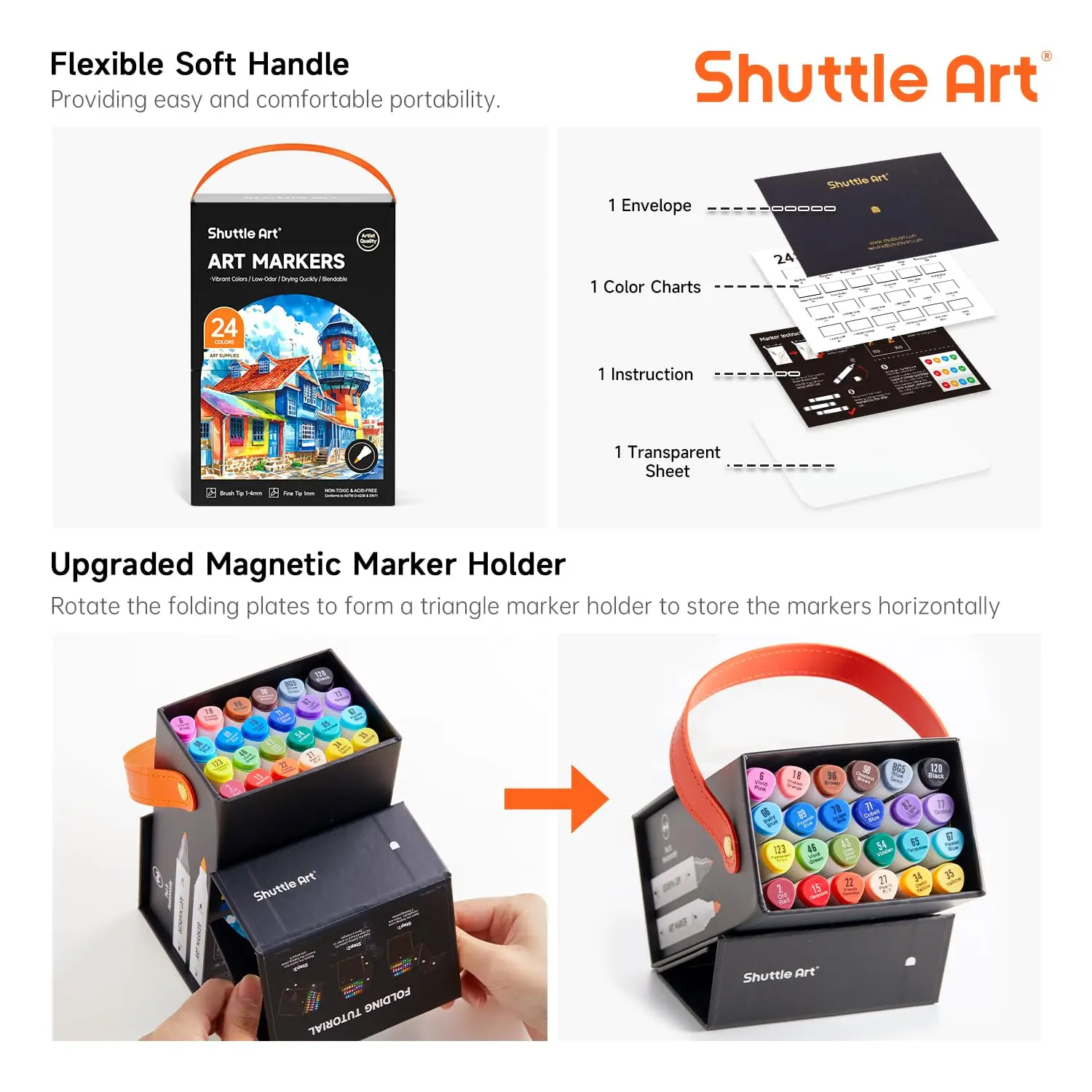 Illustration Alcohol Twin Tip with Carrying Perfect for Coloring Art Adults Gift Markers 24-Color Set Brush-Type Markers