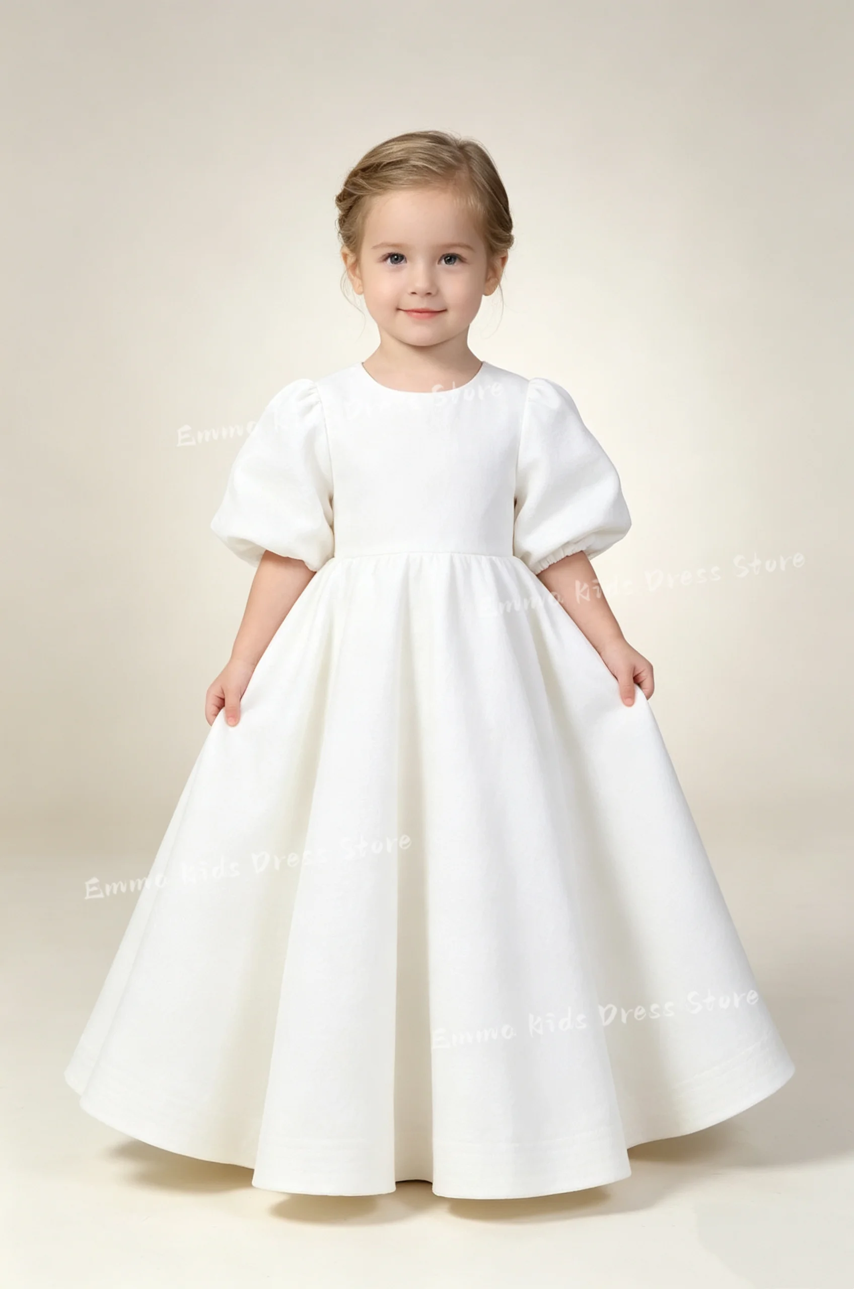DORIS Custom Simple Flower Girl Dress Wedding Short Sleeve  Children's Birthday Party First Communion Prom