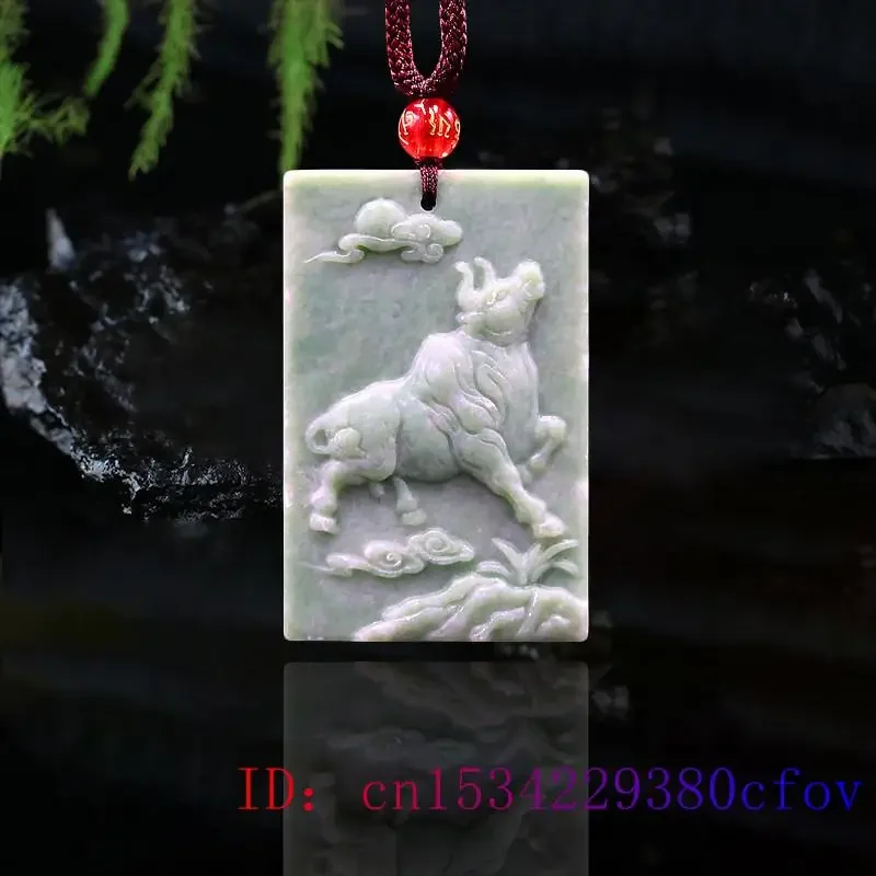 

Jade Cattle Pendant Women Necklace Jewelry Accessories Chinese Gemstone Amulet Gifts Charm Natural Fashion Carved