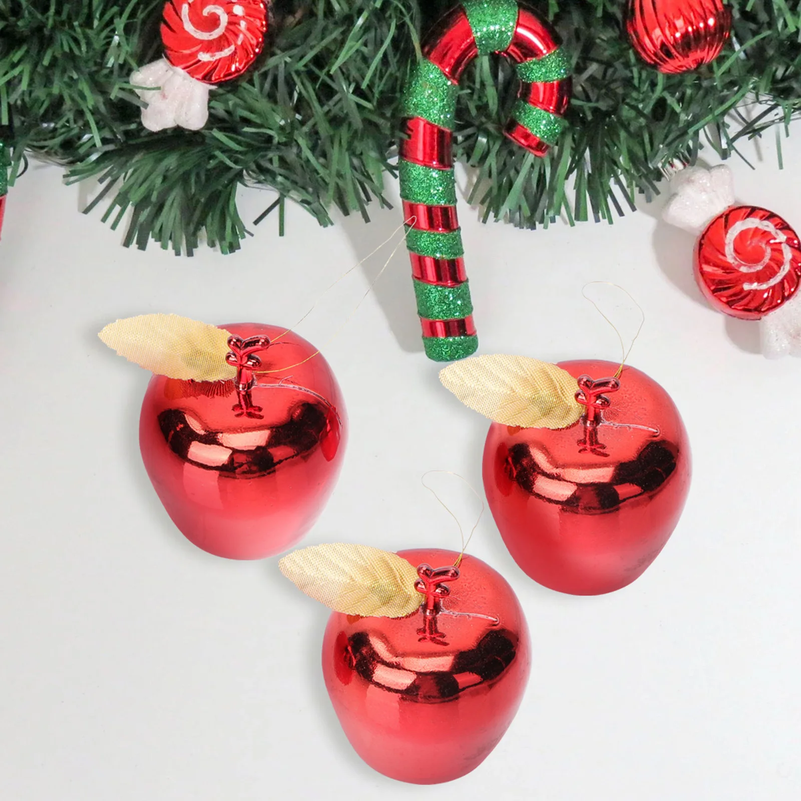 

24pcs Apple Decorations Hanging Ornaments For Christmas Tree Xmas Pendant Decor Simulation Fruit Pendants Electroplating