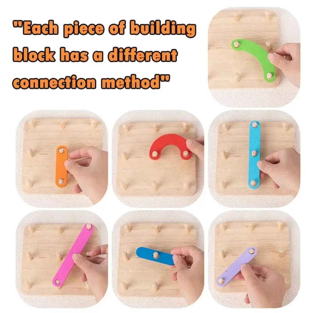 Color Geoboard Wooden Puzzles Toys Letter Number Construction Puzzle Cognition Pegboard Montessori Sensory Toys Imagination