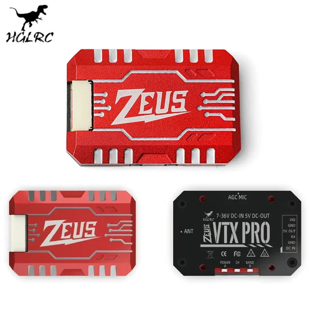 

HGLRC Zeus VTX PRO 7-36V 1.6W 5.8G 40CH Pitmode 25mW 400mW 800mW 1.6W Adjustable FPV VTX Built-in Microphone For RC FPV Drone