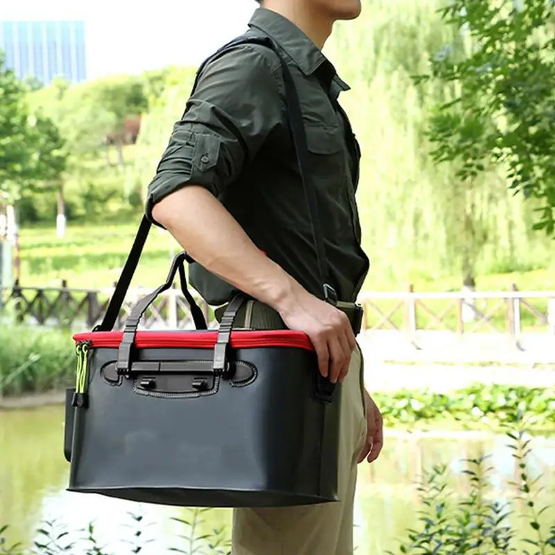 ハンドル付きライブフィッシングバケット、eva増粘、折りたたみ式フィッシュボックス、ベイトコンテナ、エアレーションポンプ