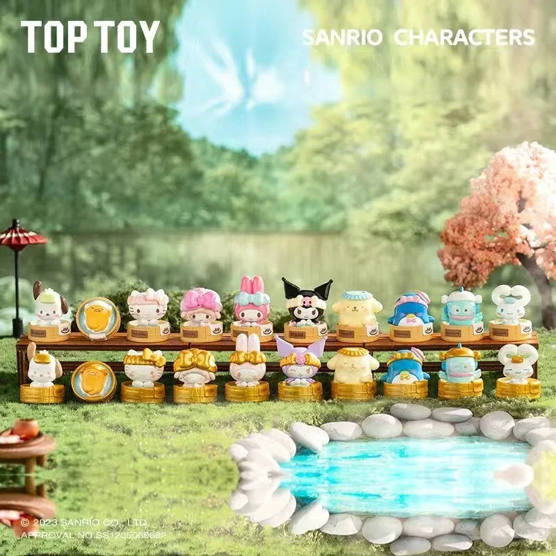 Sanrio Characters Mini Blind Box, Hot Spring Series, Enfeites na moda, Presentes de aniversário, Brinquedos infantis, Hello Kitty Kuromi Cinnamoroll