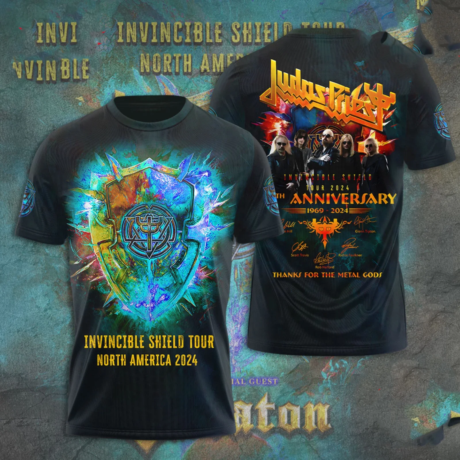 Hip Hop Judas Priest Tour 3D Print T-Shirts Male Fashion Hip Hop Trend Men's Rock Fan Tee Summer Men Women Short Sleeve Y2k Top