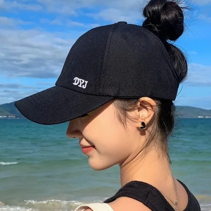 Solid Color High Ponytail Baseball Cap for Women Spring/ Summer Sunhat Running Snapback Hat Messy High Bun Ponytail Caps Female