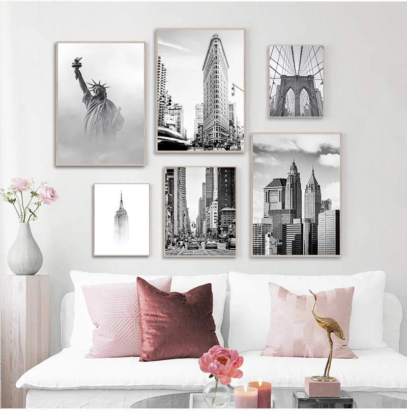 New York Statue Of Liberty Black White Nordic Posters And Prints Wall Art Canvas Painting Wall Pictures For Living Room Decor