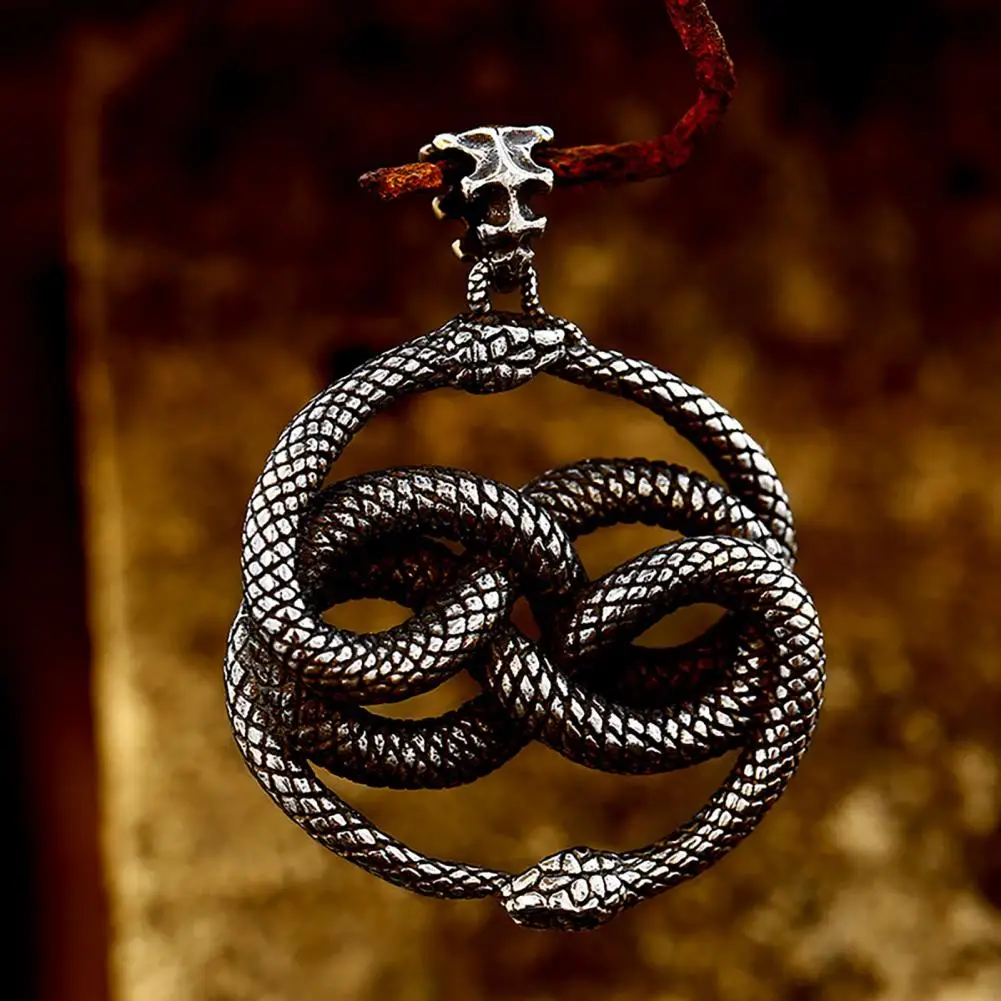 Mysterious Snake Pendant Vintage Stainless Steel Snake Pendant Necklace for Men Rust-proof Coiled Pendant Unique Jewelry for Men