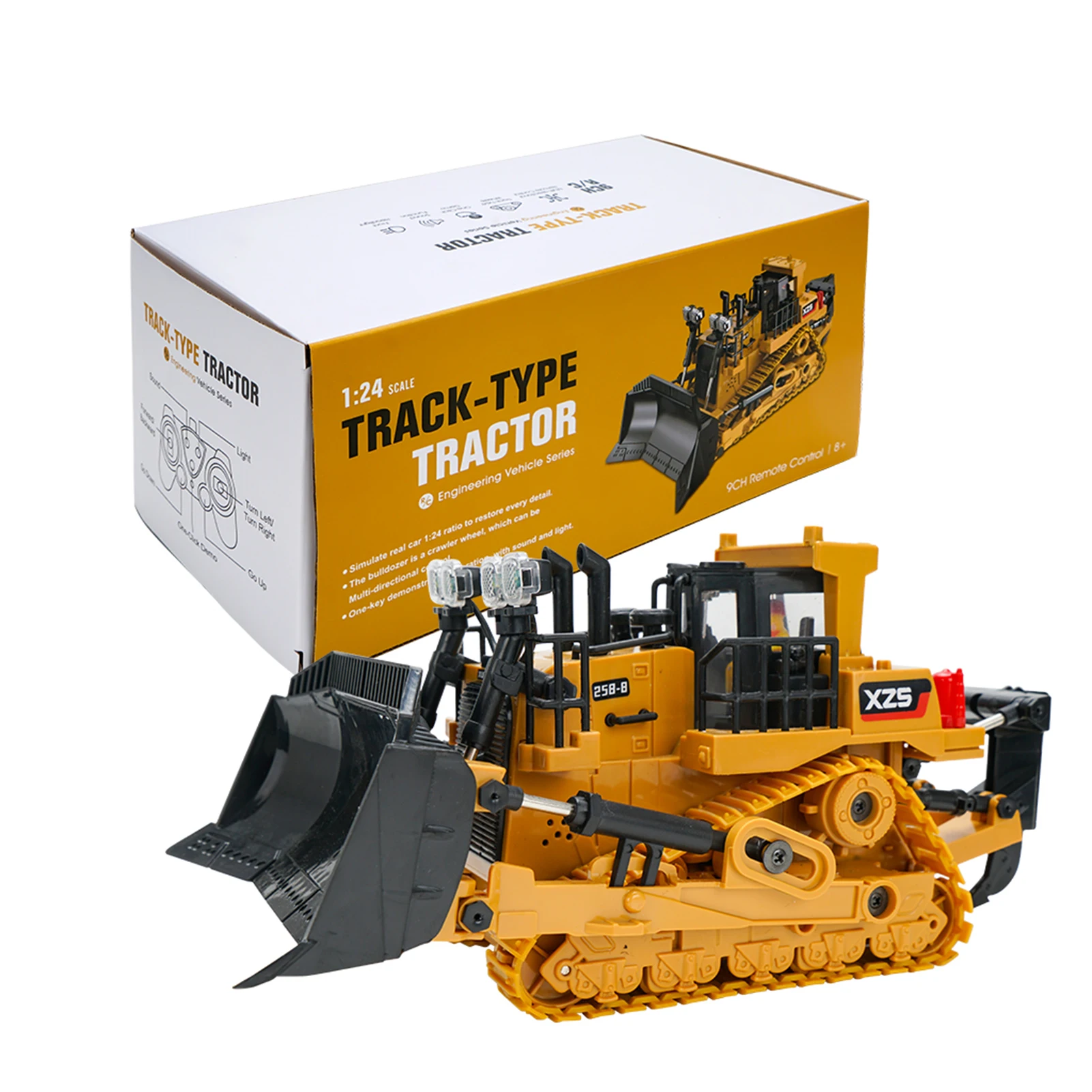 1:24 2.4G 9CH RC Bulldozer RC Tractor Truck Construction Engineerin g Vehicles Simulation Sound Educational Toys for Kids