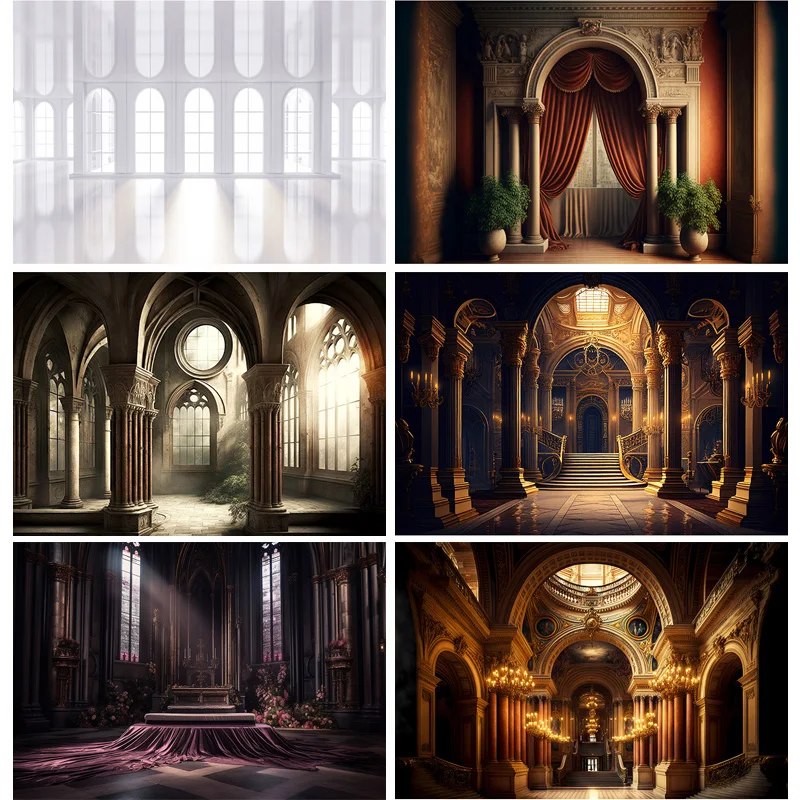 

Palace European Style Retro Building Theme Photography Backdrops Props Theater Opera Old Church Photo Studio Background EE-04