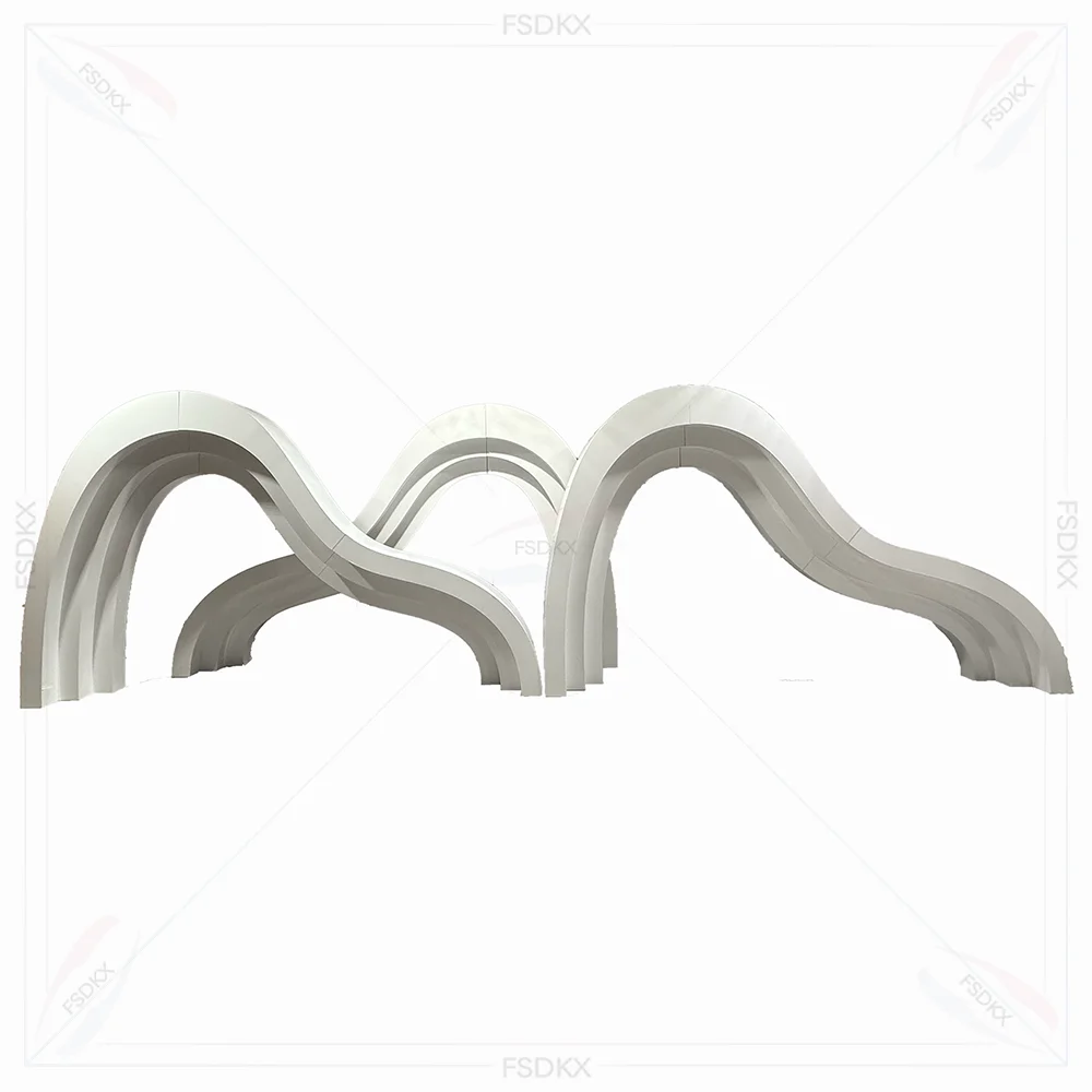 Oem Pvc Wedding Party Supplies Stage Decorations Backdrop Set 3d Ripple Arch Stand White Curve Backdrop Wall