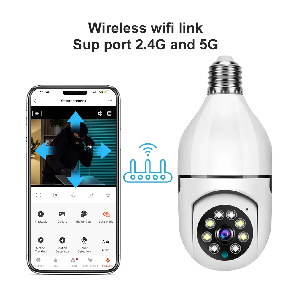 Tuya 2.4G/5G Dual-Band Bulb Camera 3MP/4MP/5MP WiFi Two Way Voice AI Human Detection Night Vision E27 Camera Surveilance Cam image 5