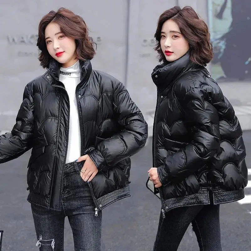 2023 New Winter Parkas Women Jackets Long Sleeve Casual Glossy Thick Warm Puffer Coat Loose Female Jacket Waterproof Outwear