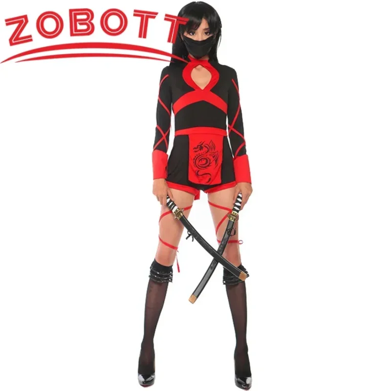 Disfraz Sexy de Ninja Cos para mujer, disfraz de Halloween, disfraz de Anime Dragon Warrior Ninja, disfraz integrado, mono Sexy