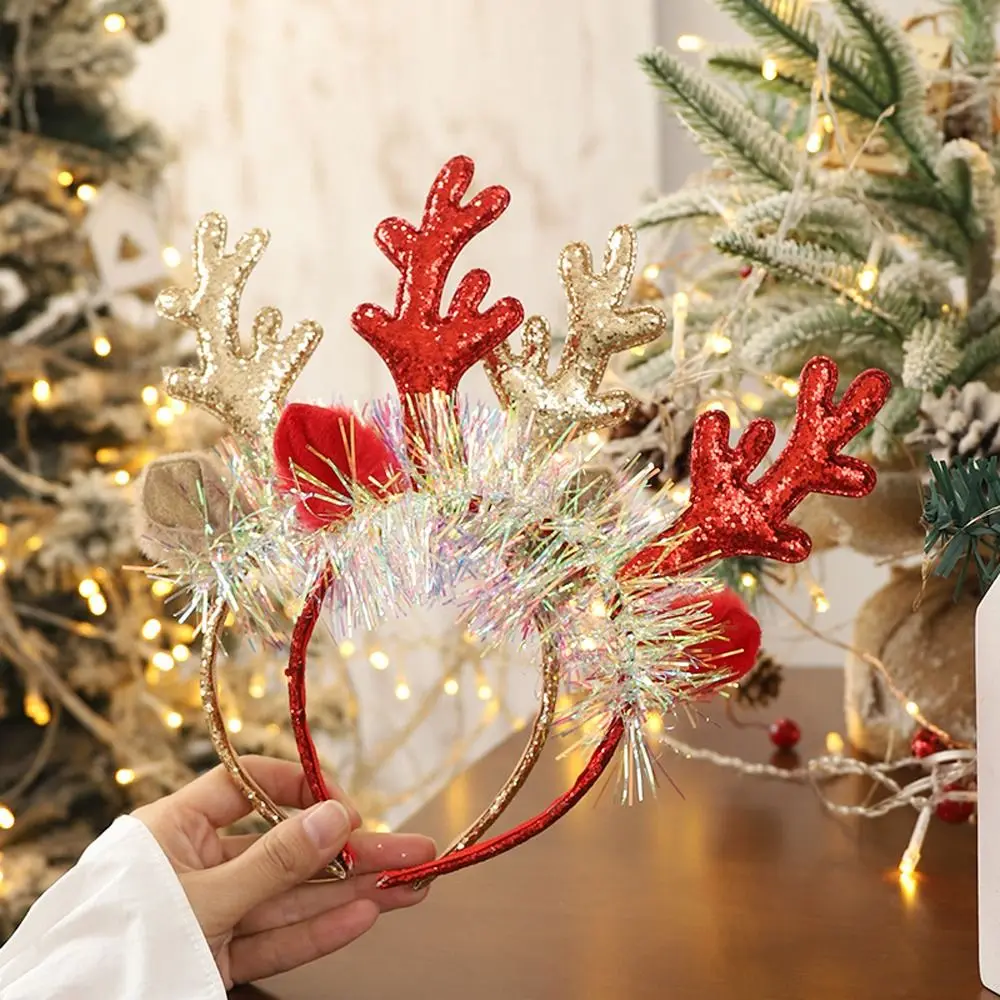 Party Kopfbedeckung Pailletten Deer Horn Glocke Plüsch Elch Geweih Weihnachten Stirnbänder Koreanischen Stil Haarbänder Frauen Haar Hoops