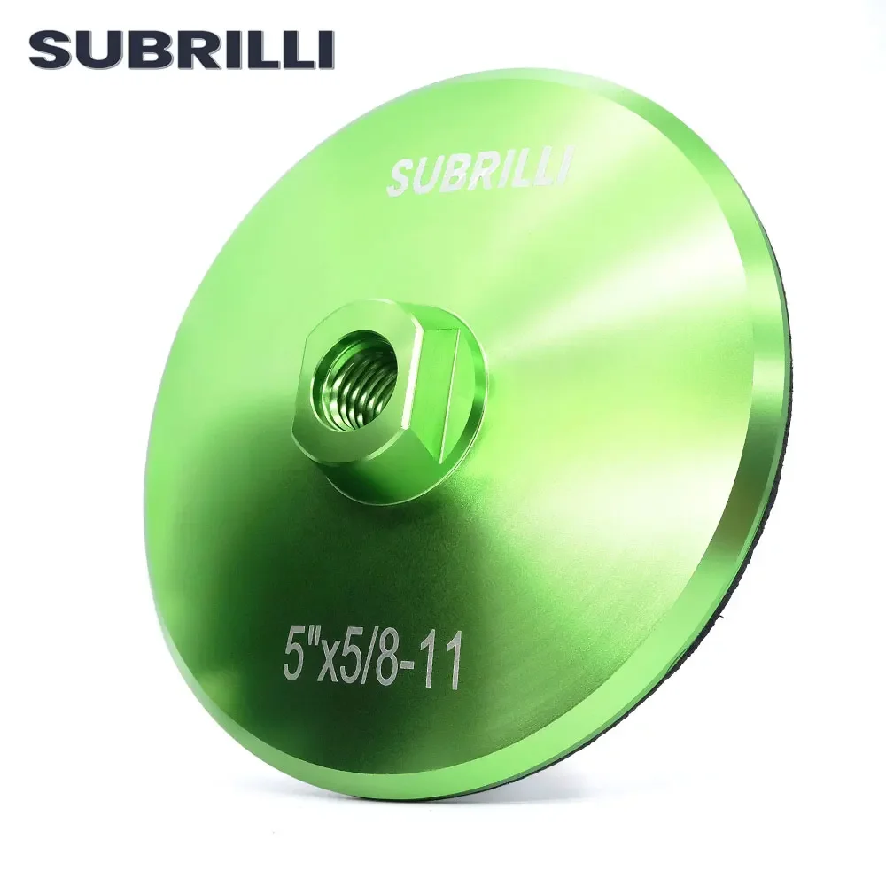 SUBRILLI-almohadilla de respaldo de gancho y bucle de 5 "con respaldo de aluminio rígido para almohadillas de pulido de 125mm, soporte de disco de eje de latón de 5/8" 11