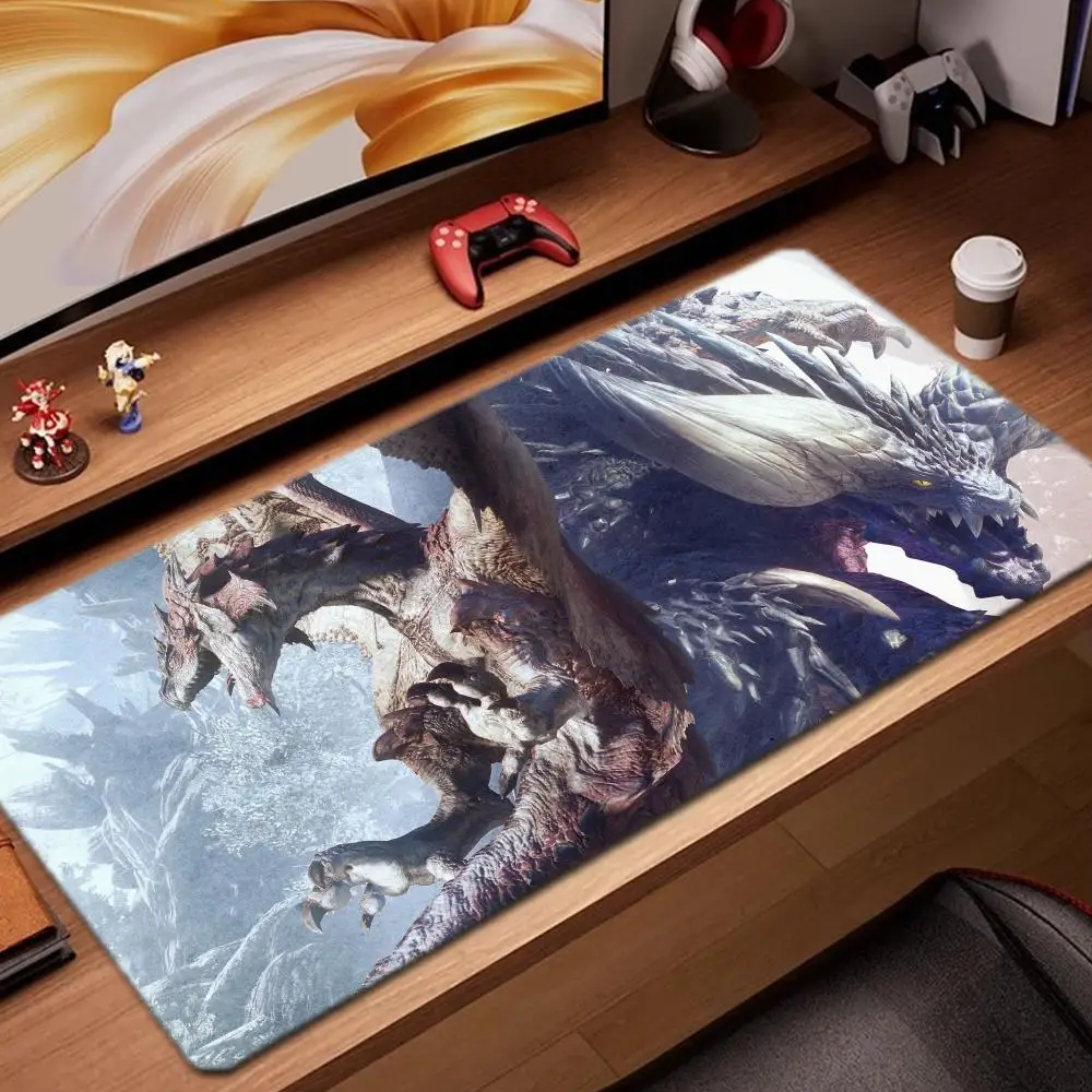 

monster hunter wallpaper Mouse Pad Game Accessories keyboard pad XXL large locking edge 900X400 mm table mat Gaming mousepad