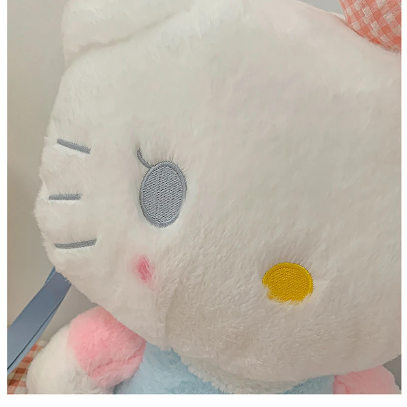 New Sanrio Hello Kitty Kawaii Plush Backpack Stuffed Animals Dolls Toys Plushie Bag Anime Cartoon Kt Shoulder Backpacks Bags