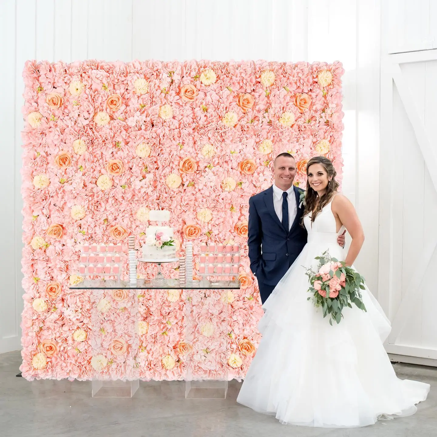 7.5ftx5ft Pink Rose Wall Picture Photo Background Pink Flowers Photography Backdrop for Girls Birthday Party Wedding Bridal Show