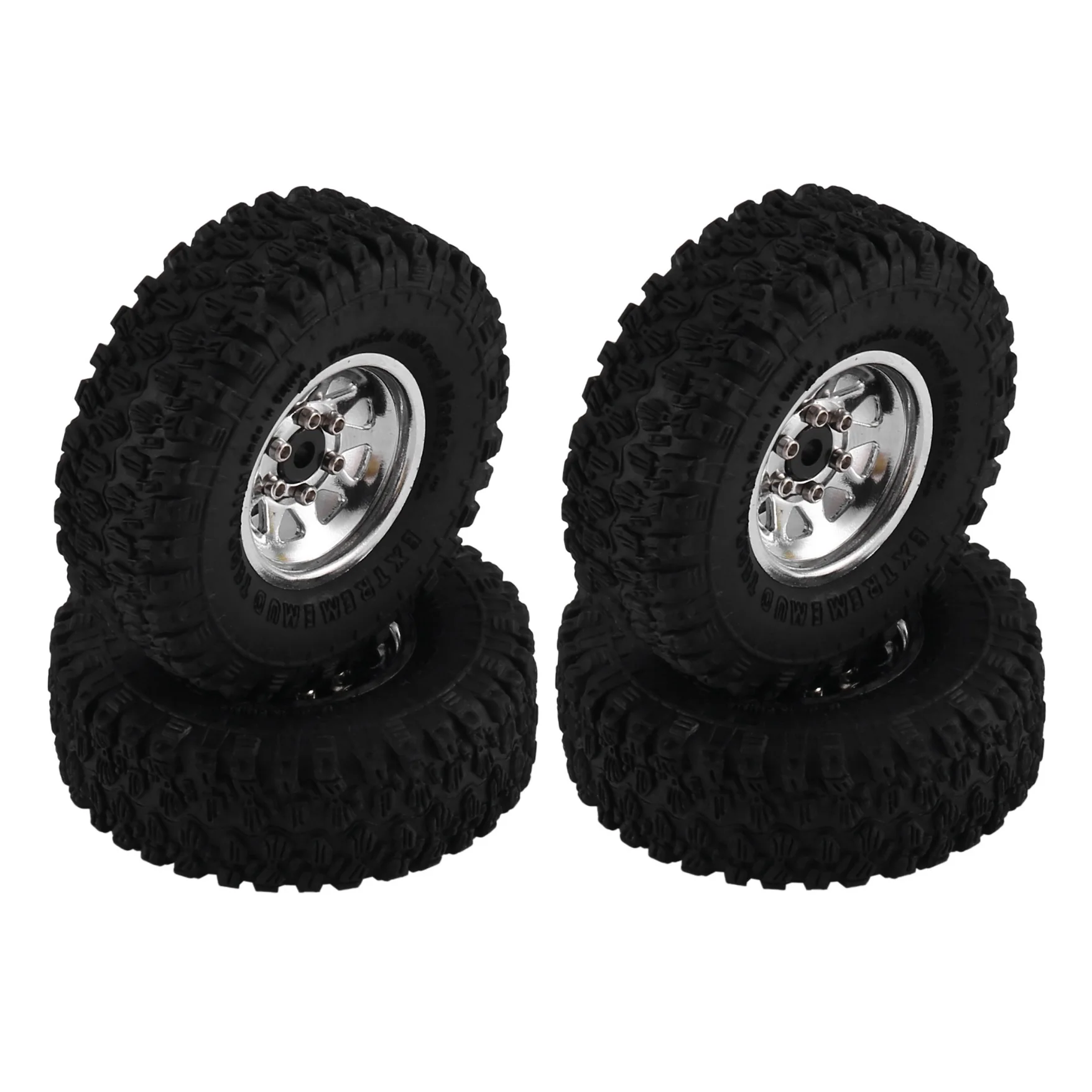4pcs Metal 1.0" Beadlock Deep Dish Wheel Tire Set For 1/18 1/24 RC Crawler Car Axial SCX24 AX24 TRX4M FMS FCX24 Upgrade Parts