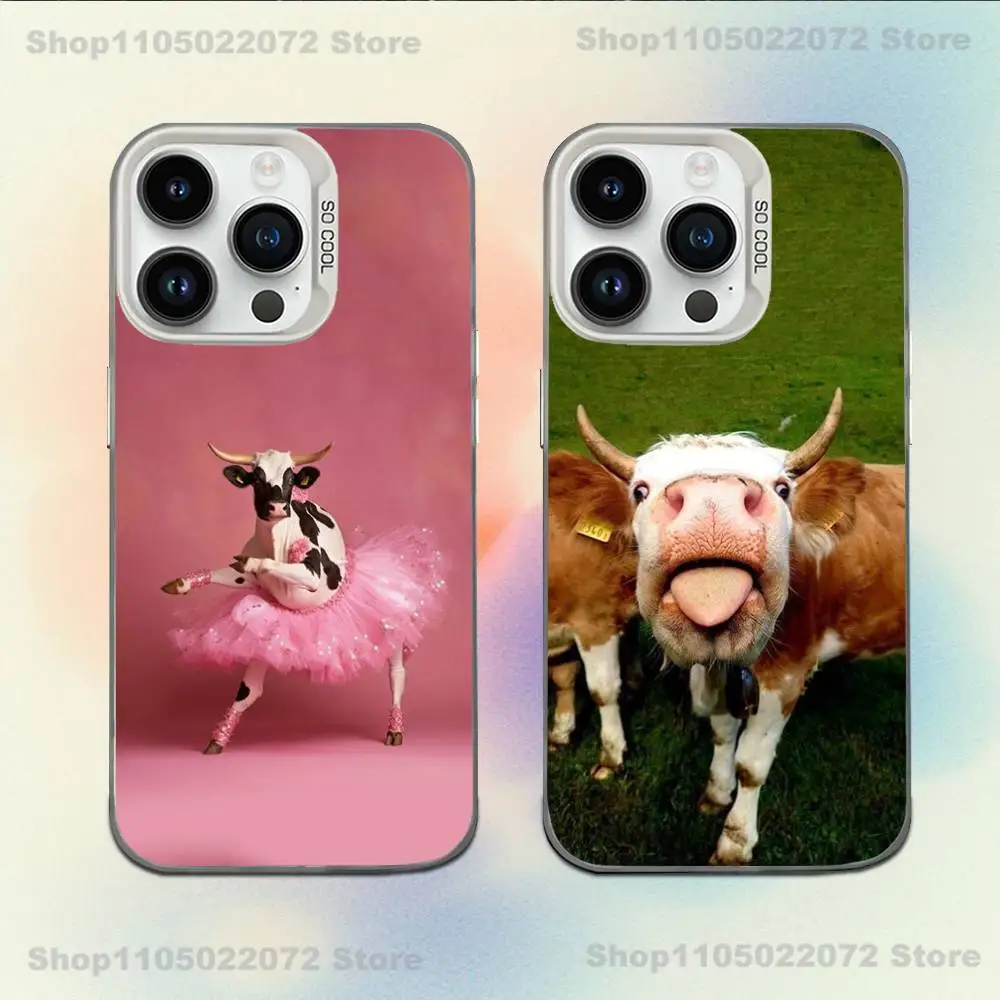 

Cute and funny cow Phone Case For iPhone 16,15,14,13,12,11,Mini,Pro,E,MAX White Candy Matte Shockproof Cover