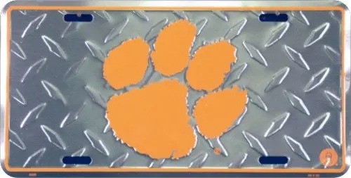 

Hangtime Clemson Tigers Diamond Emboss Metal License Plate 6 x 12