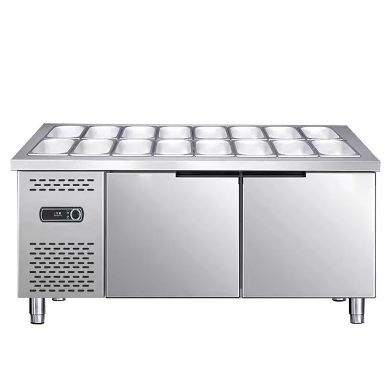 Gabinete ranurado para ensaladas, mesa de trabajo, refrigerador comercial para exhibición de frutas, Pizza refrigerada, sándwich