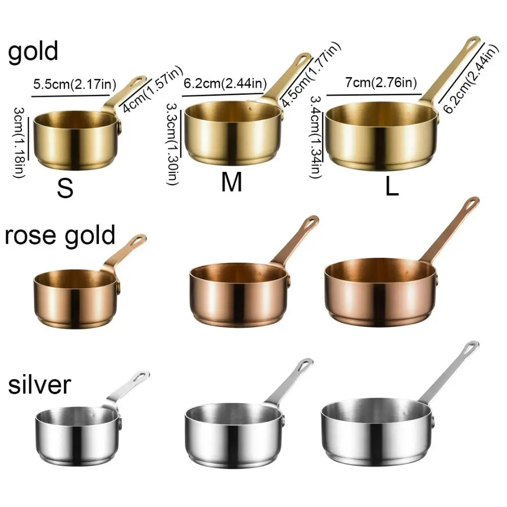 Measuring Cup Stainless Steel Sauce Cup with Handle 50/80/100ML Seasoning Bowl Non-rust Mini Sauce Pan Restaurant