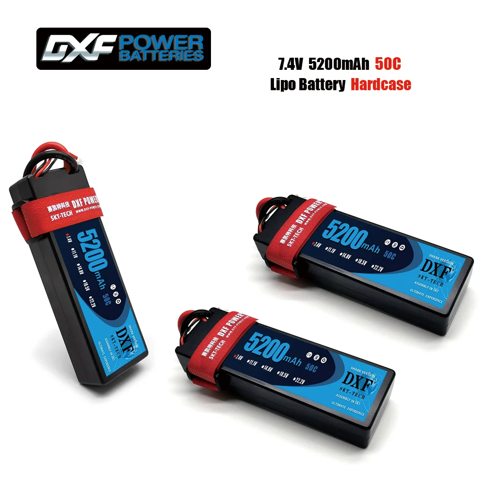 

DXF Lipo 2S Battery 5200mAh 50C with T/DEANS Plug Hardcase For 1/8 Buggy Truggy Offroad Car Boat Truck Airplane UAV RACING