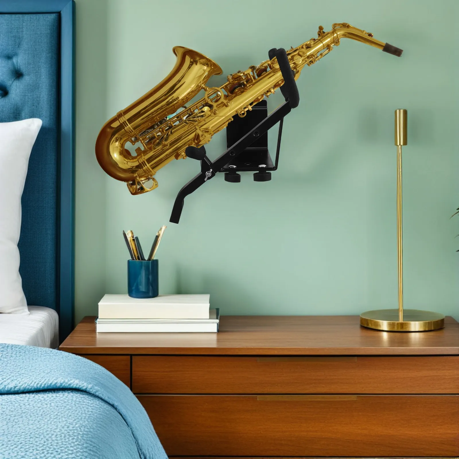Wall-Mounted Saxophone Rack Iron Holder for Alto Tenor Saxophone Instrument Display Storage Stand Decorative Iron Wall Hooks