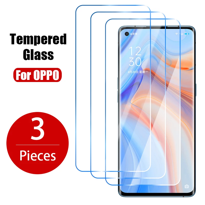 OPPO A74 5G A54 A52 용 강화 유리 스크린 보호대, OPPO A72 A53 A9 A5 2020 보호 유리, 3 개