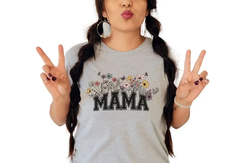Wildflowers Mama TShirt Mothers Day New Mom Baby Shower Pregnancy Short Sleeve Top Tees Streetwear Harajuku goth Drop shipping