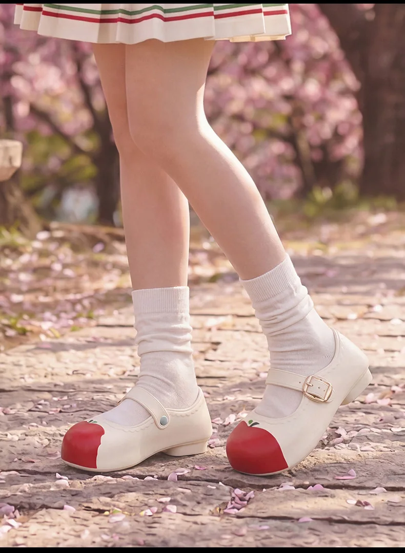 Neue süße Apple Mary Jane Schuhe für Damen mit Schnallenverschluss, runder Zehenpartie, lässige Sommersandalen, wasserdicht, geruchsneutral, EVA-Flachschuhe für Frauen. – Detail 7