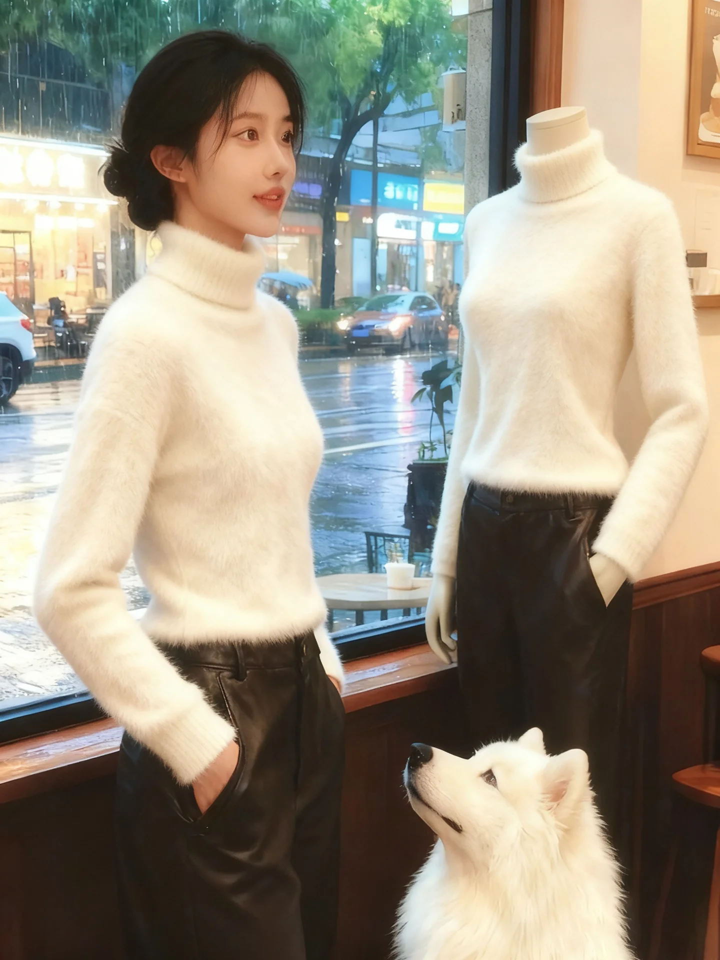 

Thiened High Collar Knitted Sweater Women's Faionable Agel Woolen Coat Blue Color Commute Sle Winter Autumn New Arrival