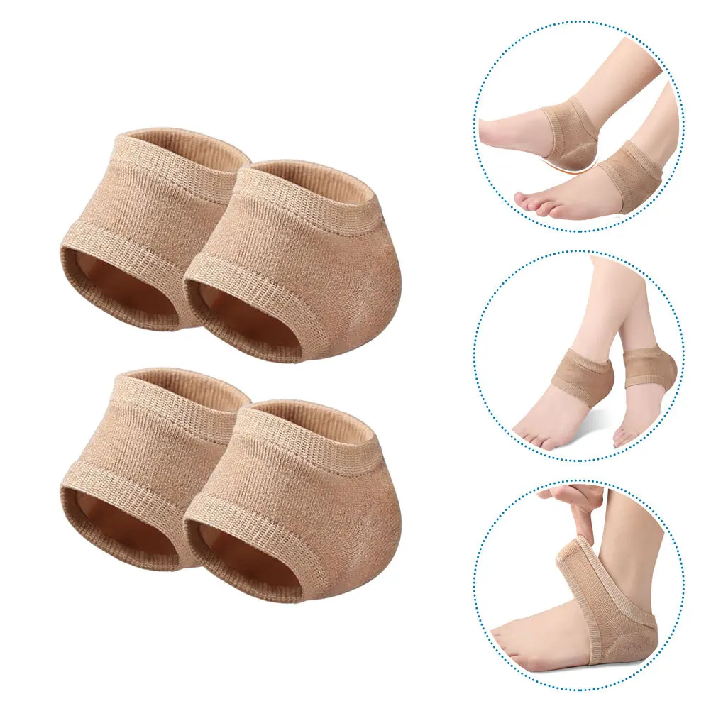 2 Pairs Heel Socks For Cracked Feet Moisturizing Gel Sleeves Breathable Repair Covers Supple Elastic Toeless Socks Foot Care