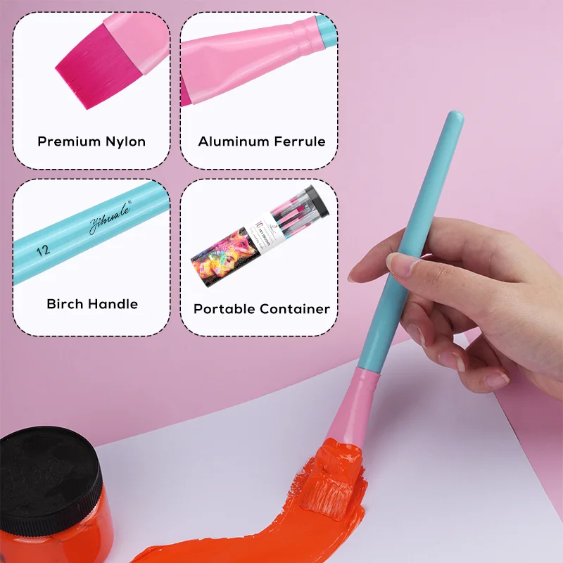 مجموعة فرش ألوان مائية زرقاء مكونة من 16 قطعة لتعلم الرسم الزيتي، لوحة أكريليك، ألوان مائية، فرش سلسلة فنية للفنانين