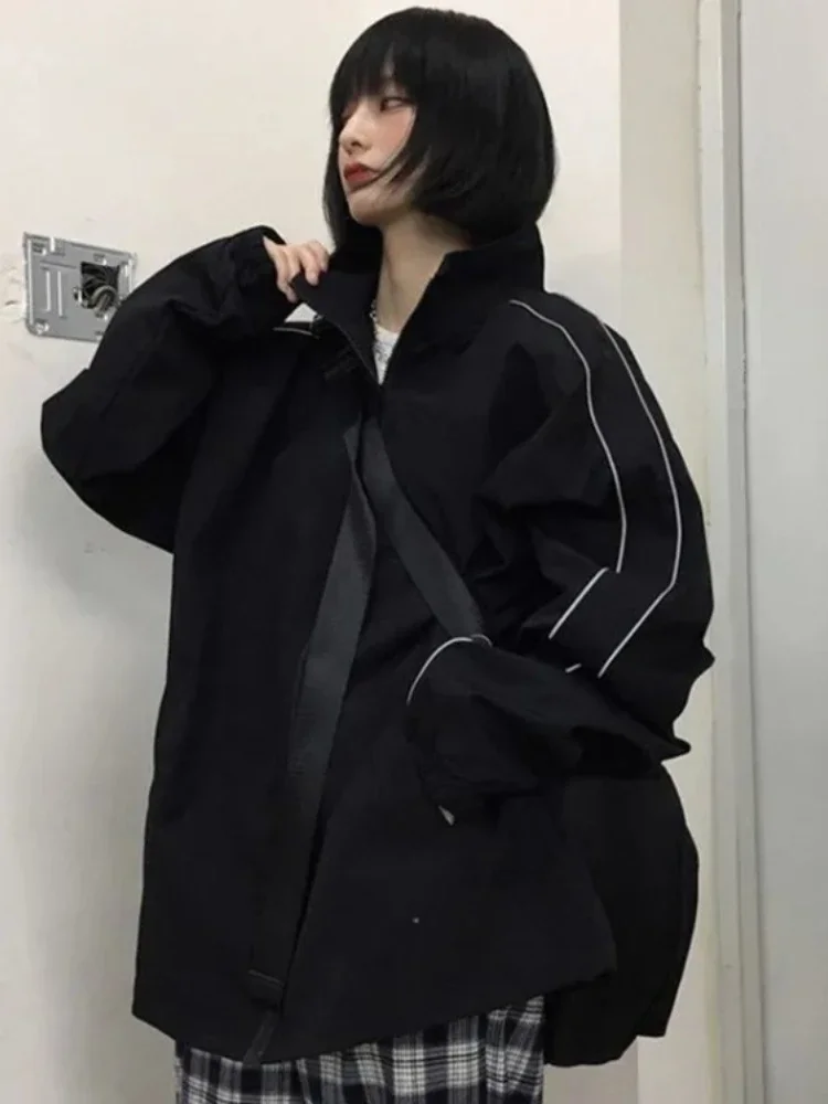 Jarní podzimní trendy univerzální kabát, noví studenti, muži a ženy, volné jednoduché kabáty, hip hop, preppy, ležérní, Harajuku bundy, Y2k korejský - náhled 2