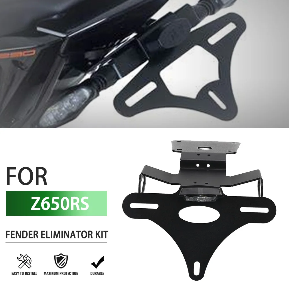 

2021-2024 2025 FOR KAWASAKI Z650RS Z650 RS License Plate Holder Motorcycle Tail Tidy Fender Eliminator Bracket With LED Light