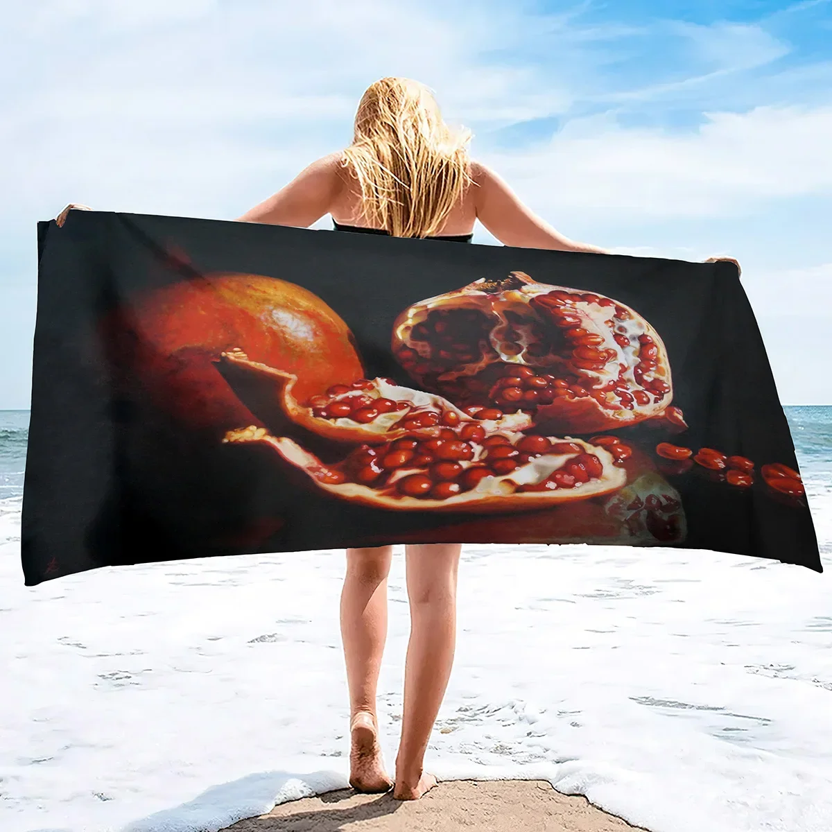 

Microfiber Beach Towel, Pomegranate Fruits Summer Bath Towels Quick Drying Lightweight Travel Towels Absorbent Beach Bath Towel