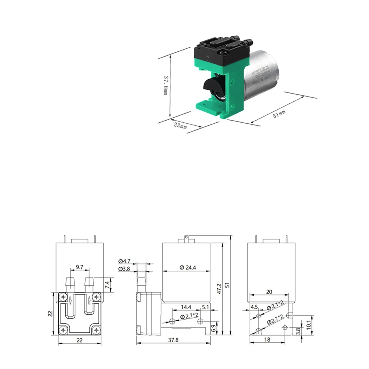 AD41-12V 1.6LPM Mini bomba de transmisión de inflado de vacío bomba de aire de diafragma muestra VOC