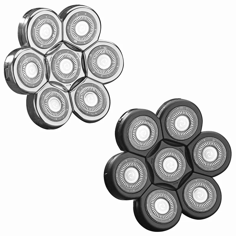 Reemplazo para afeitadoras de cabeza, 7 cabezales, repuesto de pelo de barba para maquinilla de afeitar para cabeza para hombres calvos, interfaz Universal