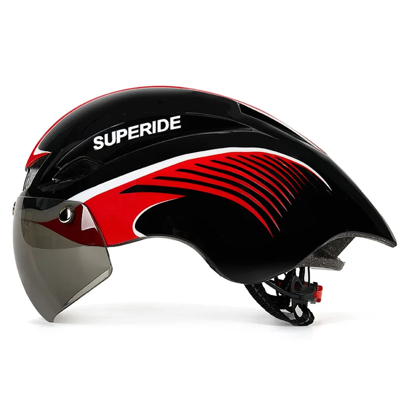 SUPERIDE Integrally-molded MTB Bicycle Helmet with TT Lens Aerodynamic Racing Cycling Helmet Outdoor Mountain Road Bike Helmet