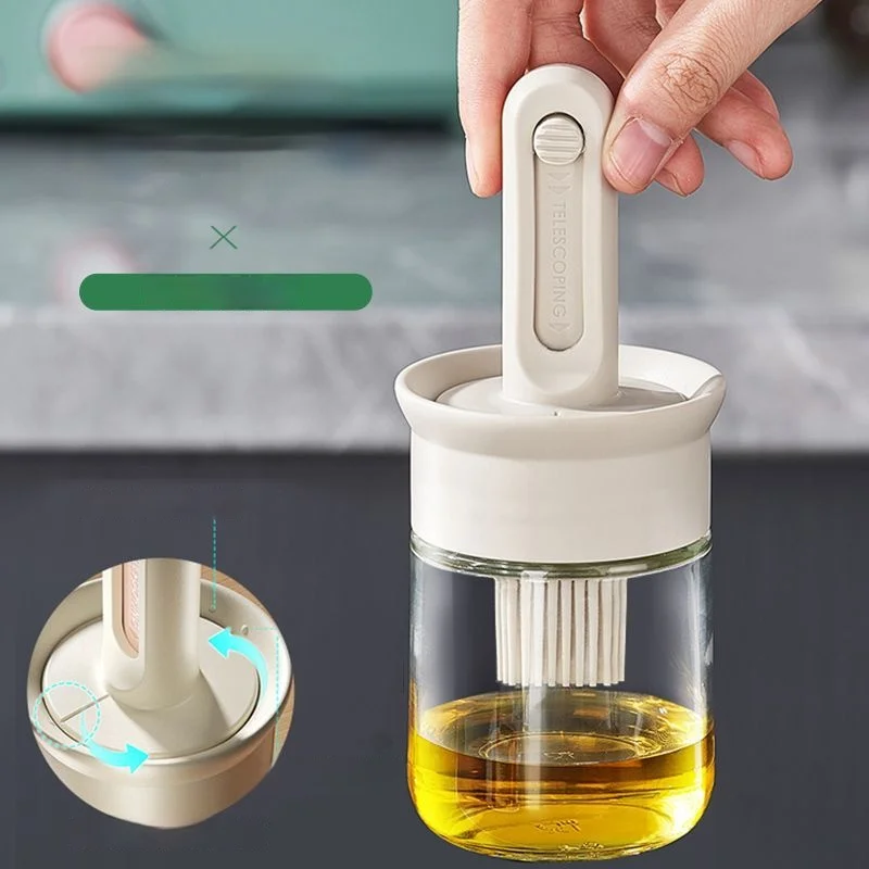 GIANXI Food Grade Baking BBQ Brush Oil Brush Oil Bottle One Glass Household Heat Resistant Kitchen Silicone Brush BBQ Tools