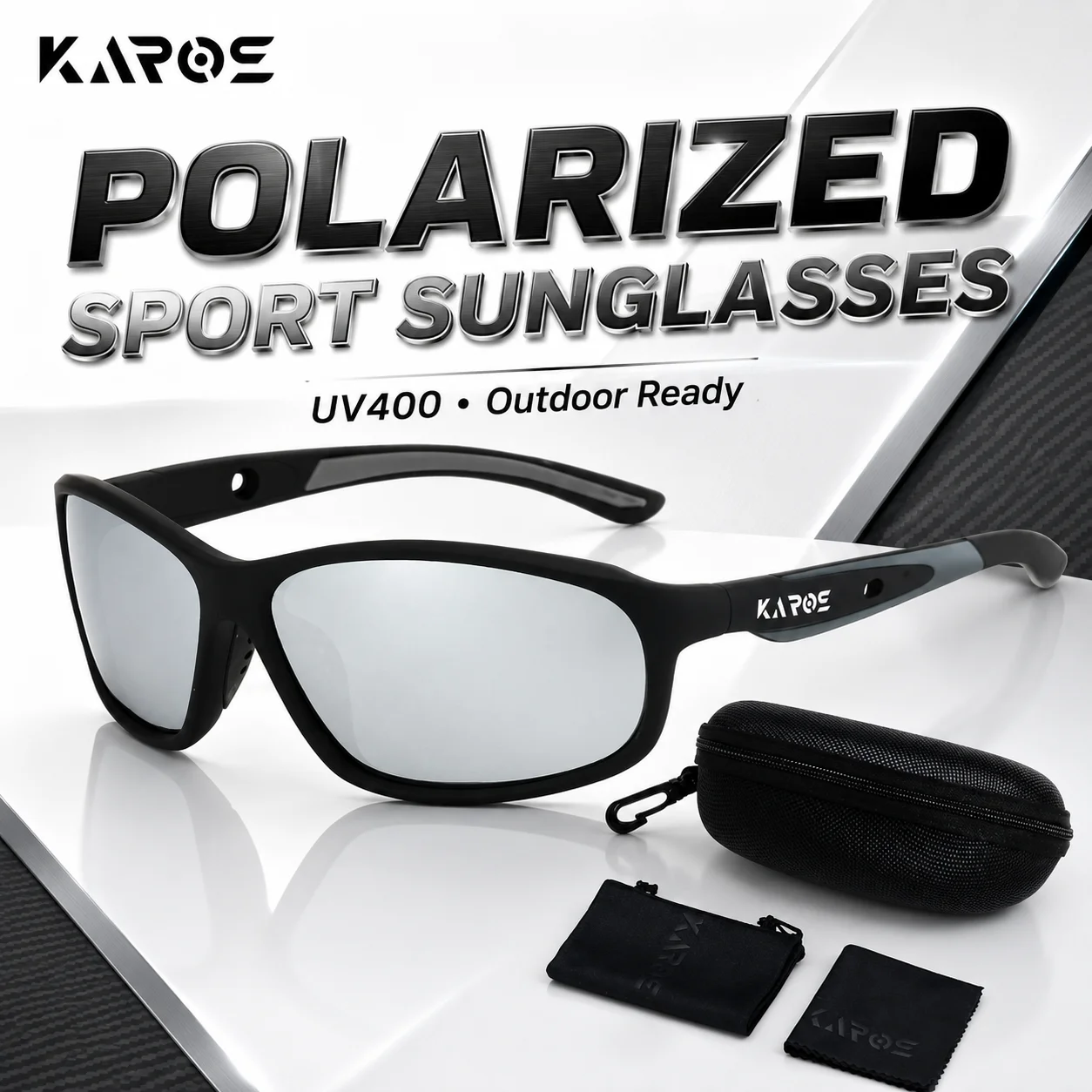KAROS UV400 Polarized Sunglasses Outdoor Sports Glasses for Fishing Driving Cycling Running Hiking Travel YZ30BOX