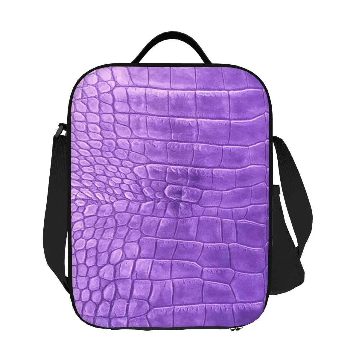 

Custom Crocodile Leather Purple Lunch Bag Men Women Thermal Cooler Insulated Lunch Boxes for Adult Office